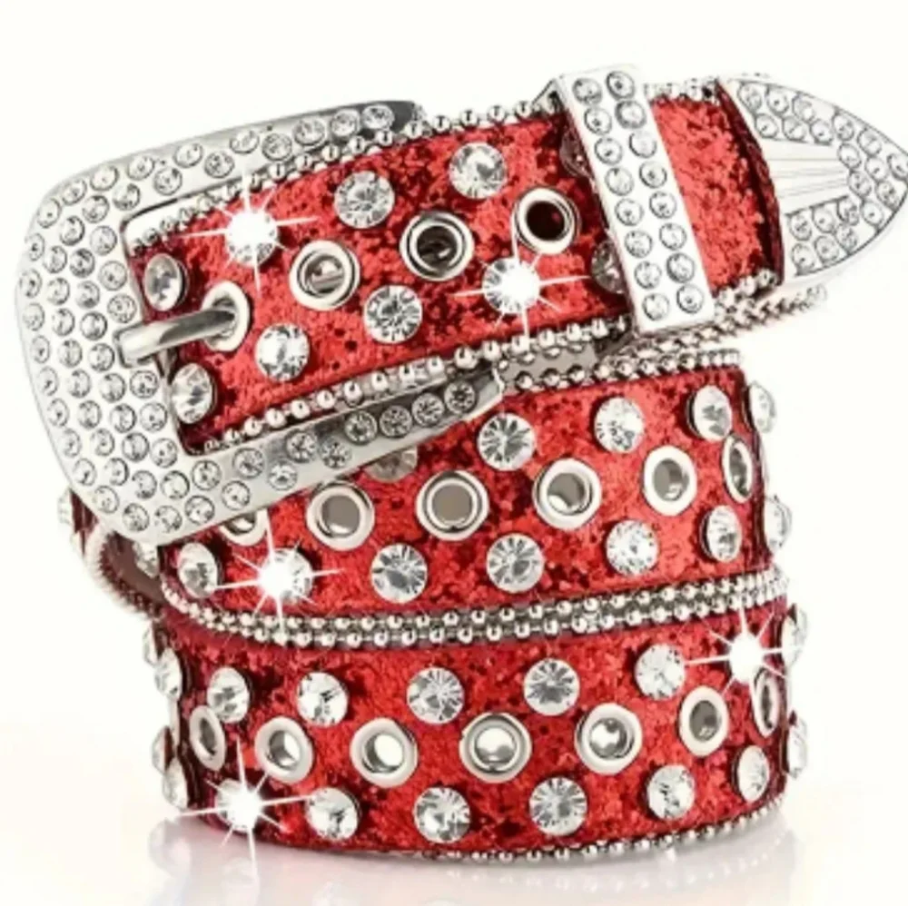 NWT Red western rhinestone belt